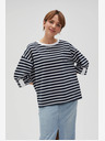 Moodo Weiß und blau gestreiftes Damen-Sweatshirt von Moodo
