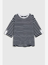 Moodo Weiß und blau gestreiftes Damen-Sweatshirt von Moodo