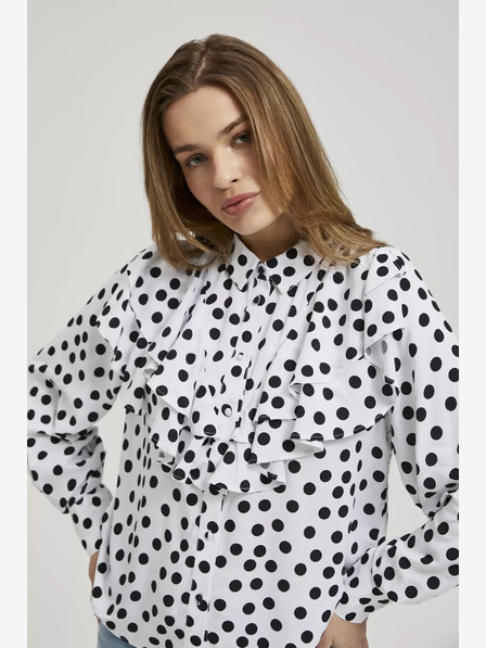 Moodo Schwarz-weißes Damen-Polka-Dot-Shirt Moodo