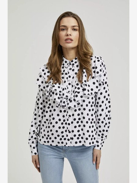 Moodo Schwarz-weißes Damen-Polka-Dot-Shirt Moodo