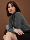 Moodo Schwarze Damenbluse mit Metallic-Faden Moodo