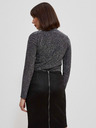 Moodo Schwarze Damenbluse mit Metallic-Faden Moodo