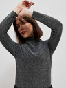 Moodo Schwarze Damenbluse mit Metallic-Faden Moodo