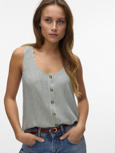 Vero Moda Weiß und grün gestreifte Damenbluse Vero Moda BUMPY