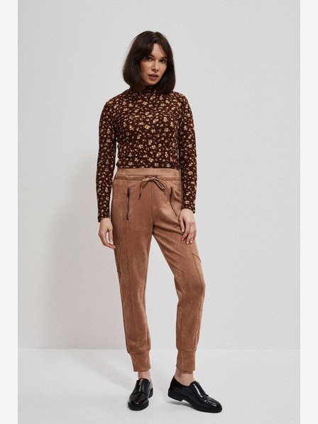 Moodo Braune Damen-Sweatpants aus Wildleder Moodo