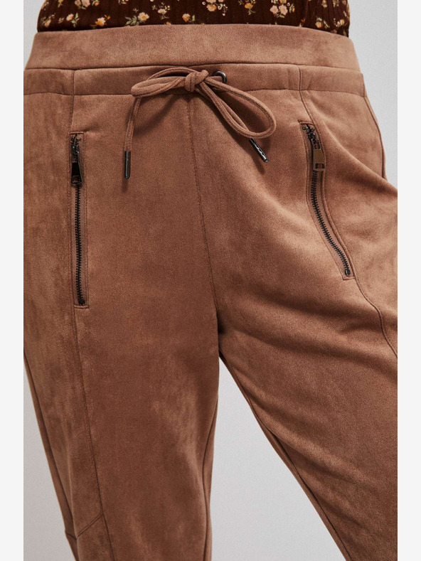 Moodo Braune Damen-Sweatpants aus Wildleder Moodo