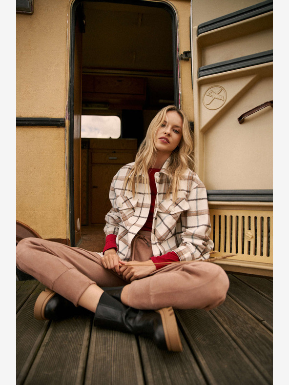 Moodo Braune Damen-Sweatpants aus Wildleder Moodo