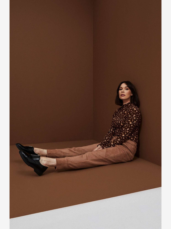 Moodo Braune Damen-Sweatpants aus Wildleder Moodo