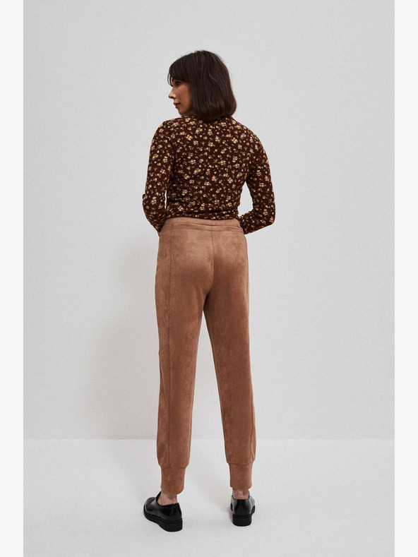 Moodo Braune Damen-Sweatpants aus Wildleder Moodo