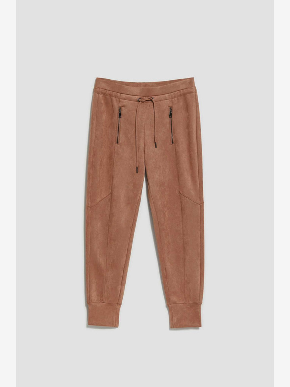 Moodo Braune Damen-Sweatpants aus Wildleder Moodo