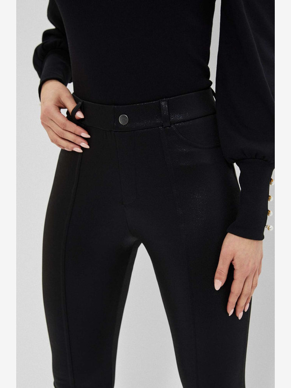 Moodo Schwarze Damen-Glanz-Leggings Moodo