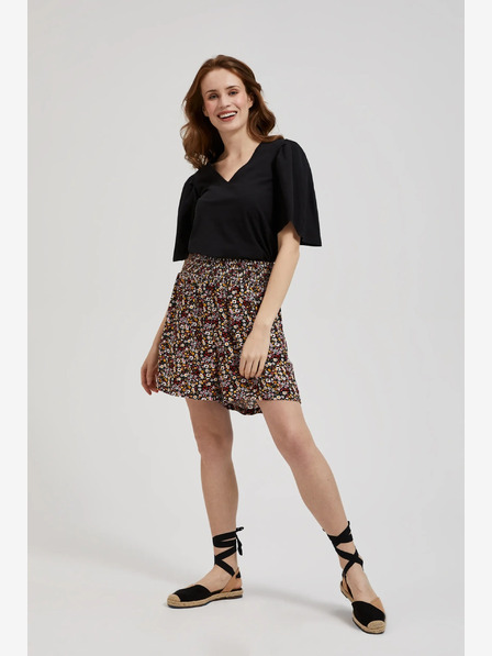 Moodo Schwarze Damen Blümchen Shorts Moodo