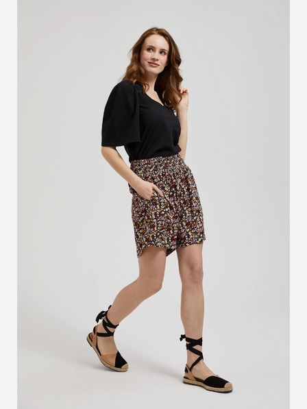 Moodo Schwarze Damen Blümchen Shorts Moodo