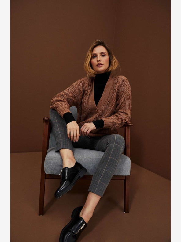 Moodo Moodo Grau Damen Karo-Hose