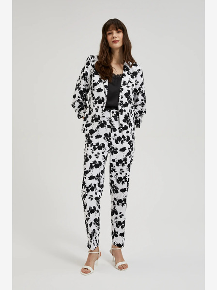 Moodo Schwarz-weiße Damen Blumenhose Moodo