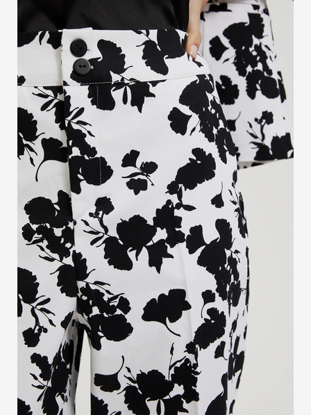 Moodo Schwarz-weiße Damen Blumenhose Moodo