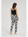 Moodo Schwarz-weiße Damen Blumenhose Moodo