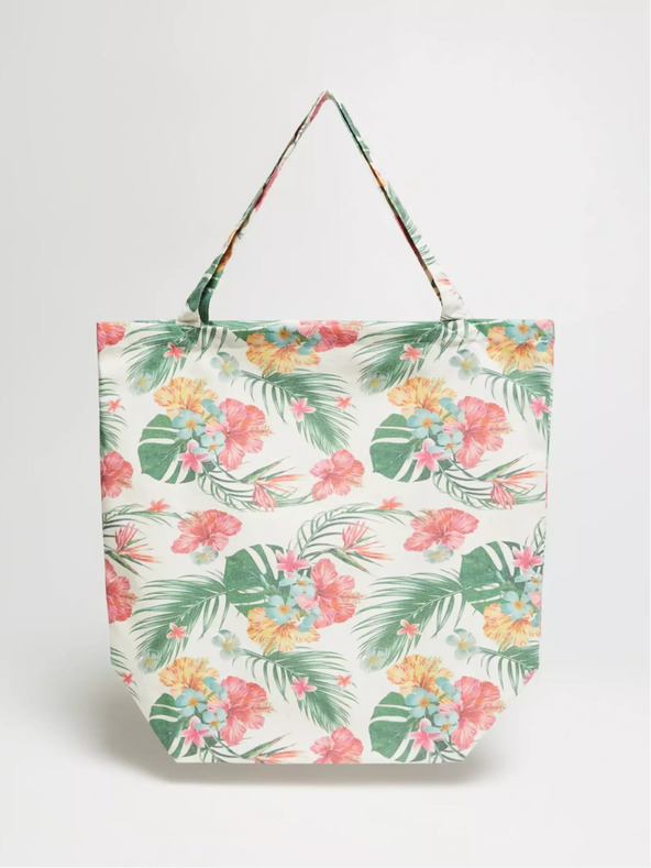 Moodo Cremefarbene und grüne gemusterte Damentasche Moodo