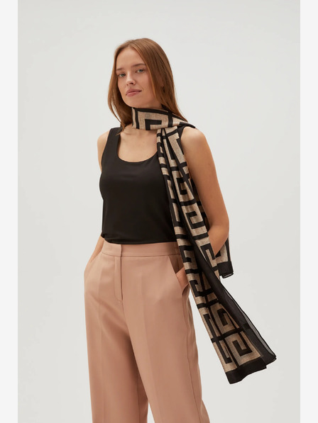 Moodo Beige und schwarz gemusterter Damenschal Moodo