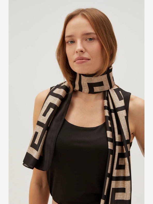 Moodo Beige und schwarz gemusterter Damenschal Moodo