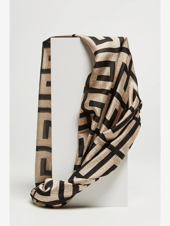 Moodo Beige und schwarz gemusterter Damenschal Moodo