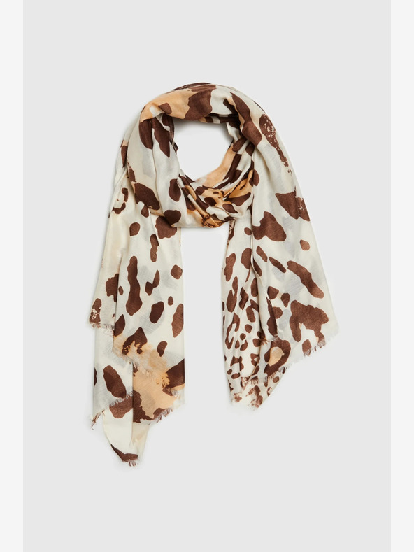 Moodo Creme und braun gemusterter Damenschal Moodo
