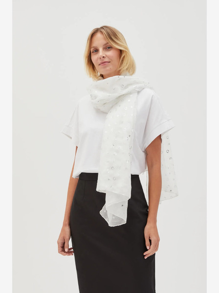 Moodo Weißer Damen-Polka-Dot-Schal Moodo