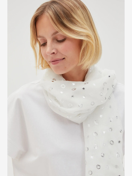Moodo Weißer Damen-Polka-Dot-Schal Moodo