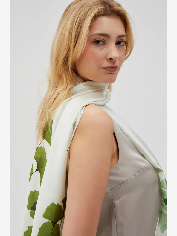 Moodo Weiß und grün gemusterter Damenschal Moodo