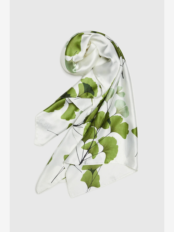 Moodo Weiß und grün gemusterter Damenschal Moodo