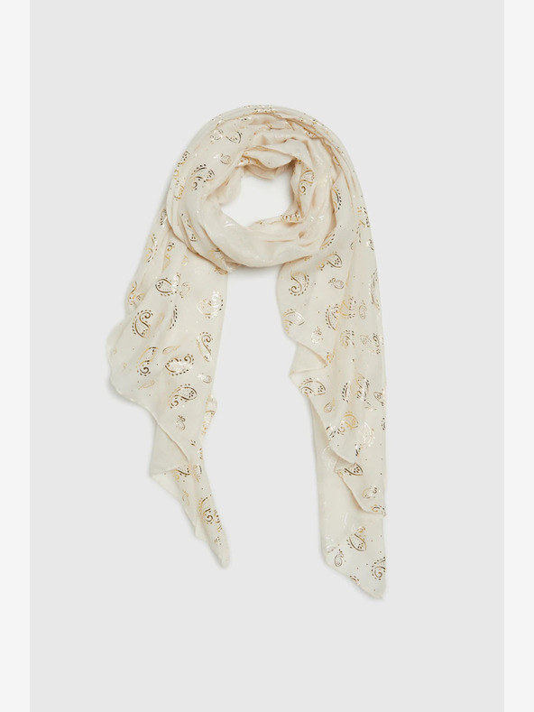 Moodo Cremefarbener gemusterter Damenschal Moodo