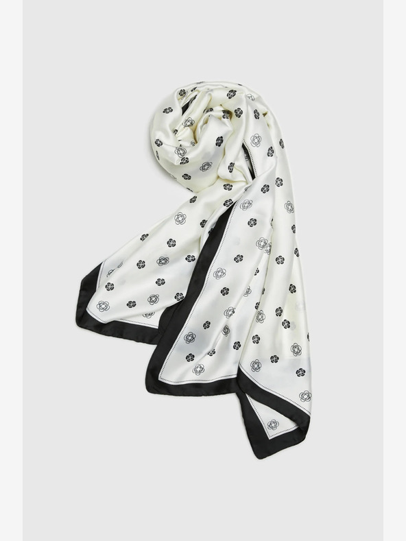 Moodo Schwarz-weißer geblümter Damenschal Moodo