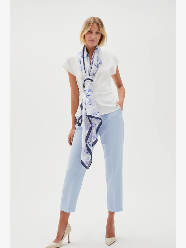 Moodo Weißer und blauer geblümter Damenschal Moodo