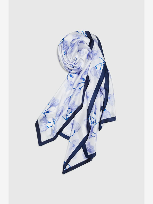 Moodo Weißer und blauer geblümter Damenschal Moodo