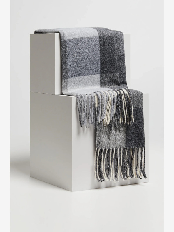 Moodo Moodo weiß-grau karierter Damenschal