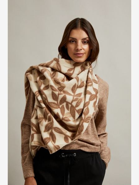 Moodo Braun und beige gemusterter Damenschal Moodo