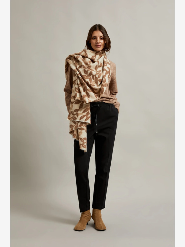 Moodo Braun und beige gemusterter Damenschal Moodo