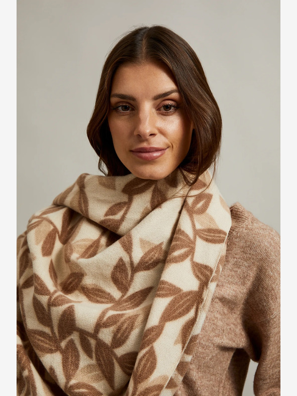 Moodo Braun und beige gemusterter Damenschal Moodo
