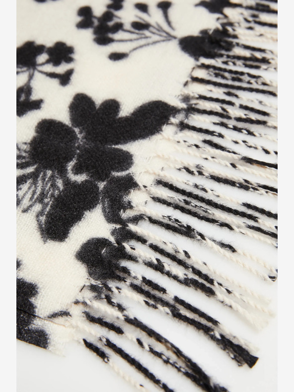 Moodo Schwarz-weißer Damenschal Moodo mit Blumenmuster