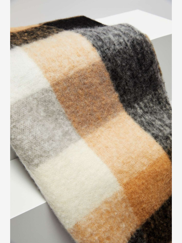 Moodo Schwarz-beige karierter Damenschal Moodo