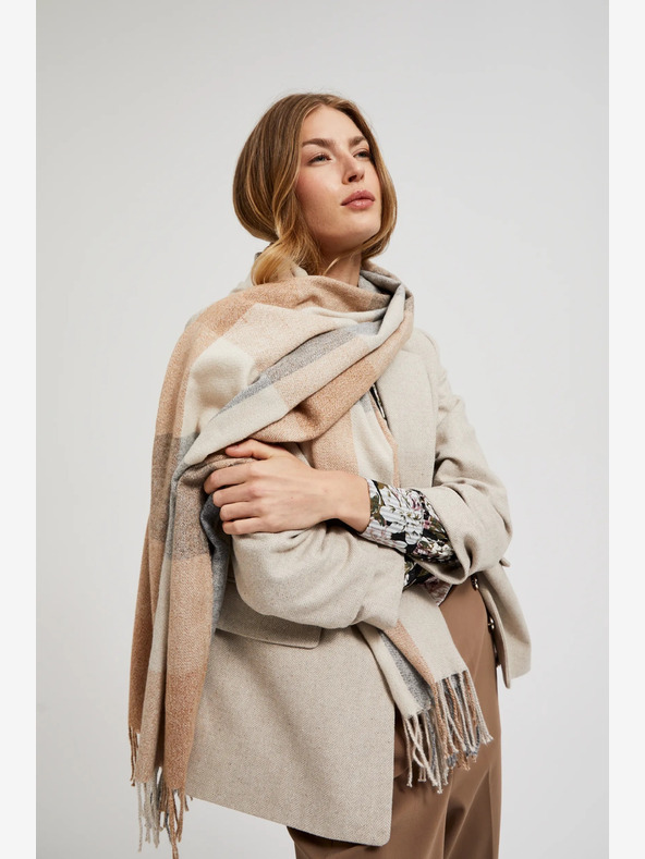 Moodo Moodo grau-beige karierter Damenschal