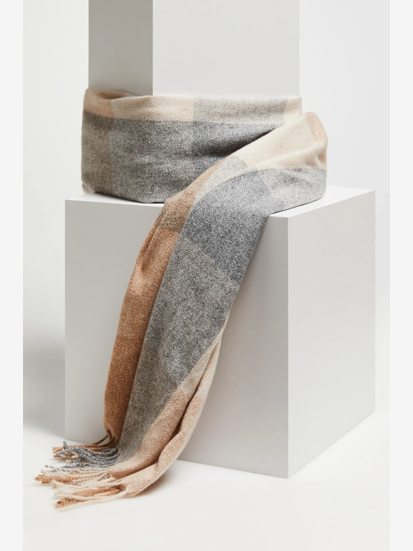 Moodo Moodo grau-beige karierter Damenschal