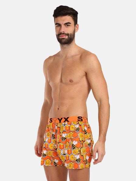 Styx Gelb und orange gemusterte Styx Schlafshorts für Herren Bienen