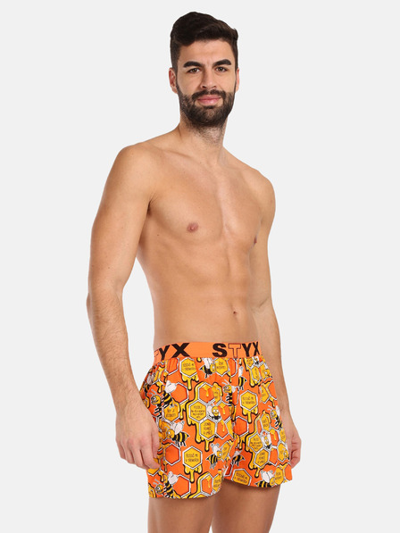 Styx Gelb und orange gemusterte Styx Schlafshorts für Herren Bienen