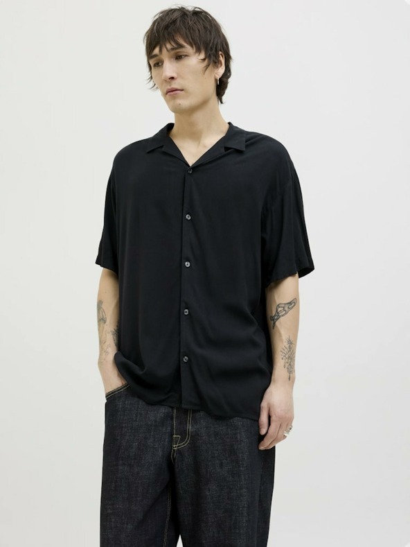 Jack & Jones Schwarzes Herren-Kurzarmhemd Jack & Jones Corp