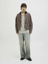 Jack & Jones Jack & Jones Corp Beige Gestreiftes Herren-Kurzarmhemd