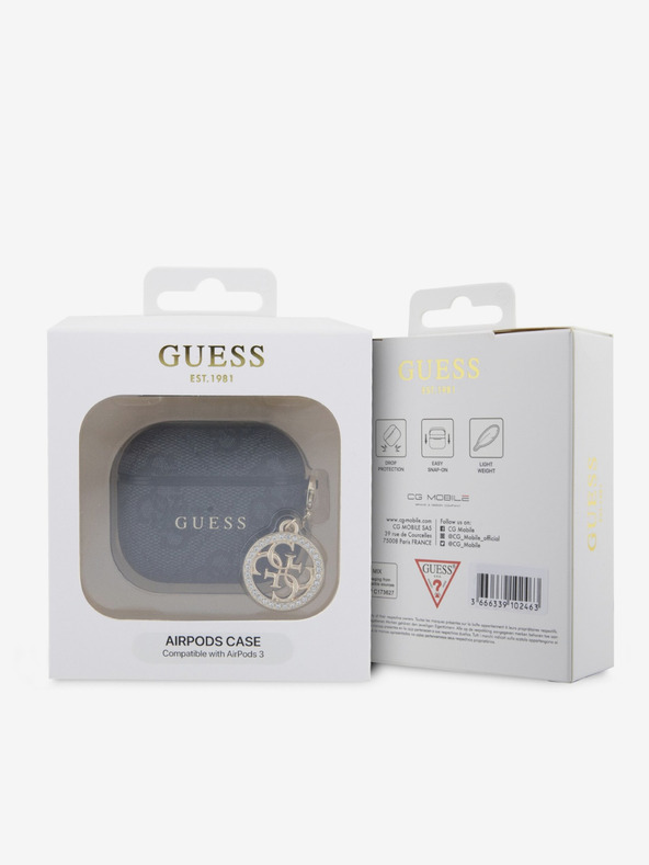 Guess Guess 4G Script PC/PU Charm Hülle für AirPods 3 Schwarz