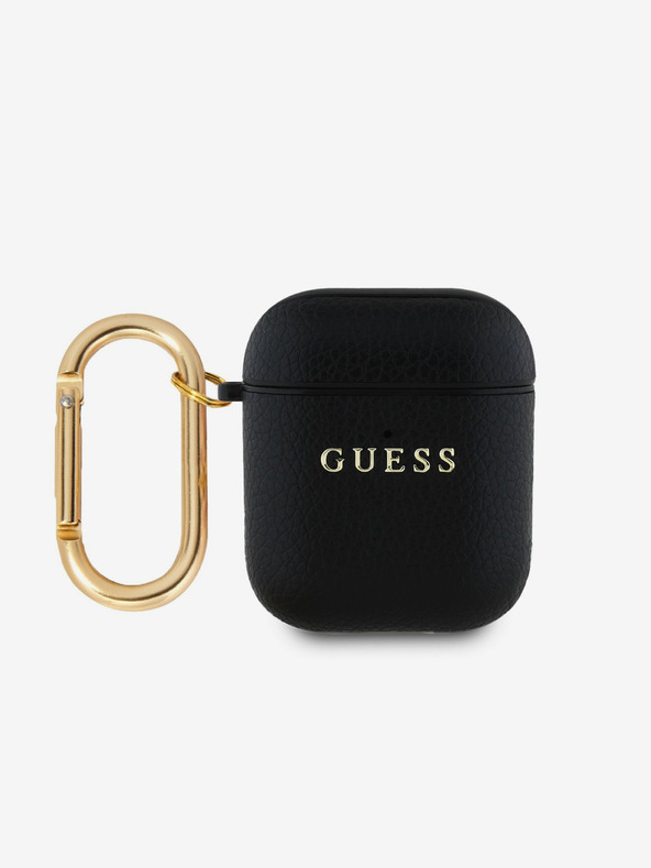 Guess Guess PU Genarbtes Klassisches Logo Case für AirPods 1/2 Schwarz