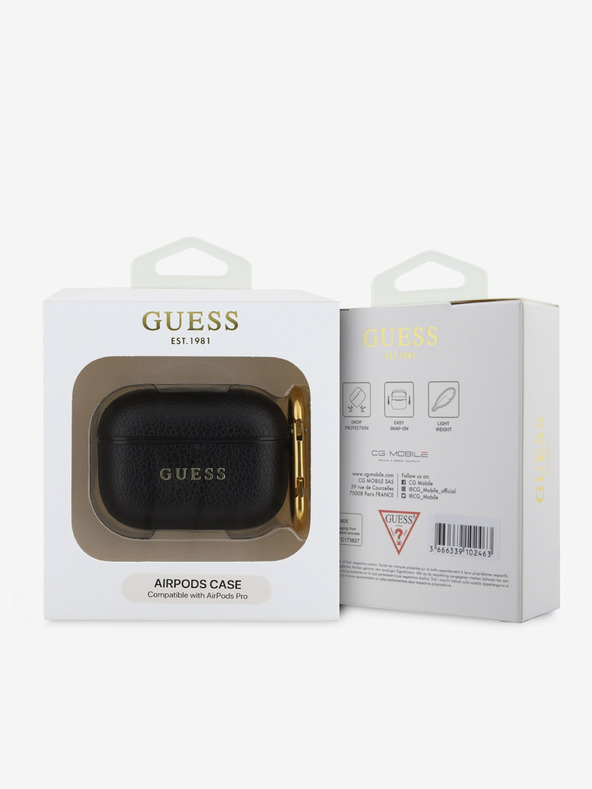 Guess Guess PU Genarbtes Klassisches Logo Etui für AirPods Pro Schwarz