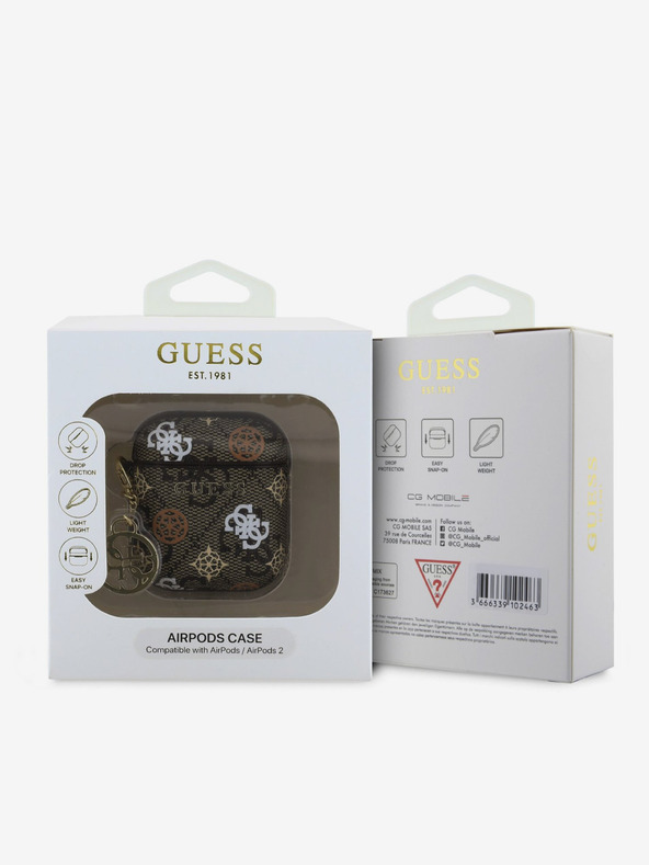Guess Guess PU 4G Pfingstrose Charm Hülle für AirPods 1/2 Braun